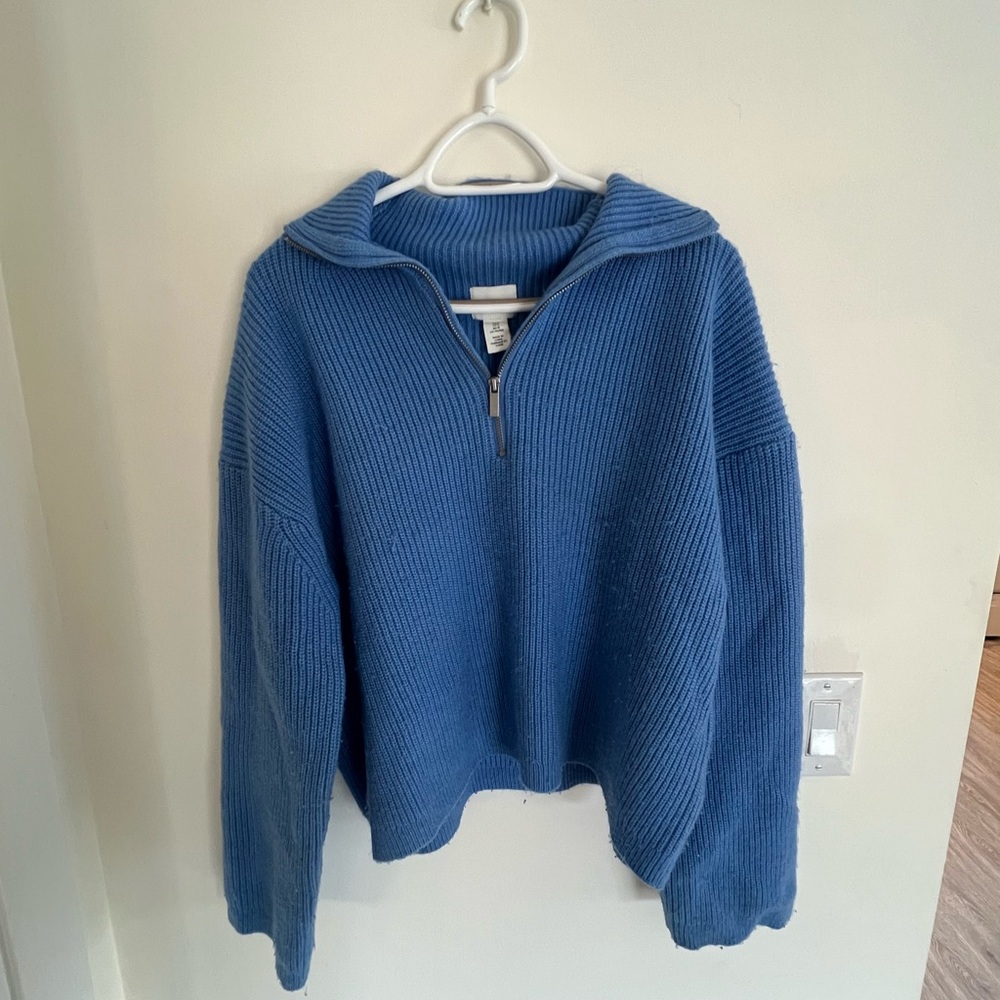 Blue Half-Zip Women's Sweater